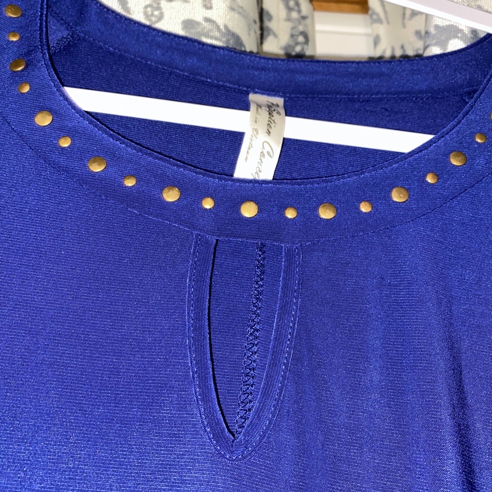 blue cold shoulder dress - Picture 3 of 3